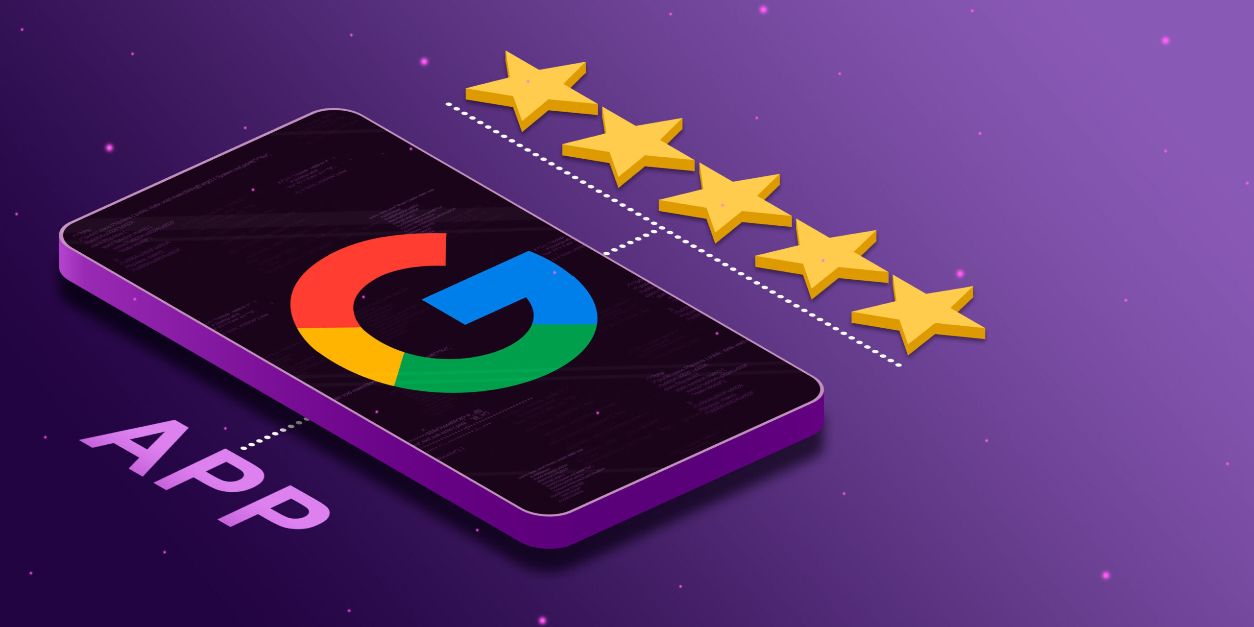 google-application-logo-phone-with-fivestar-rating-3d